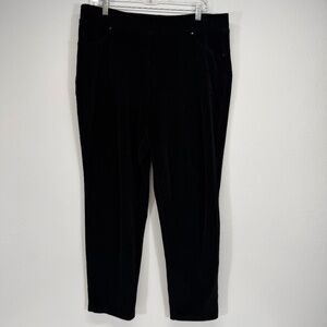 Quacker Factory Classic Soft Corduroy Pull On Stretch Black Pocket Pants L